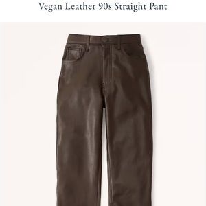 Abercrombie & Fitch The 90s Straight Ultra High Rose Brown Leather Pants